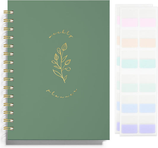 Undated Weekly and Monthly Planner Spiral Bound, Weekly Goals Notebook