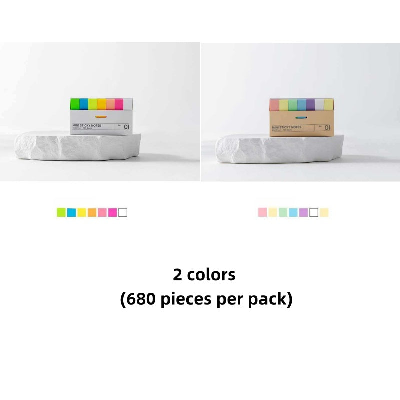 680pcs Sheets of Mini Colorful Sticky Note Index Strips. Self-Adhesive Page Marking Strips. Office Document Page Marking Stickers
