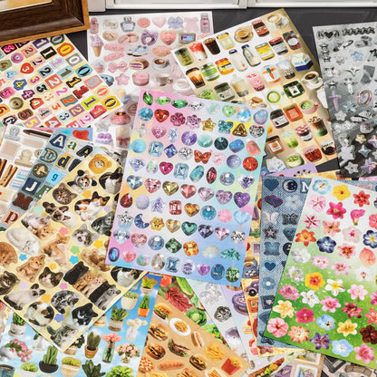 Paper-Based Sticker Book with Popular Elements - 30 Sheets, 1800+ Stickers (Icons, Letters, Numbers, Animals, Food, Fruits, Plants) for DIY Scrapbooking, Decoration, Scrapbook Supplies