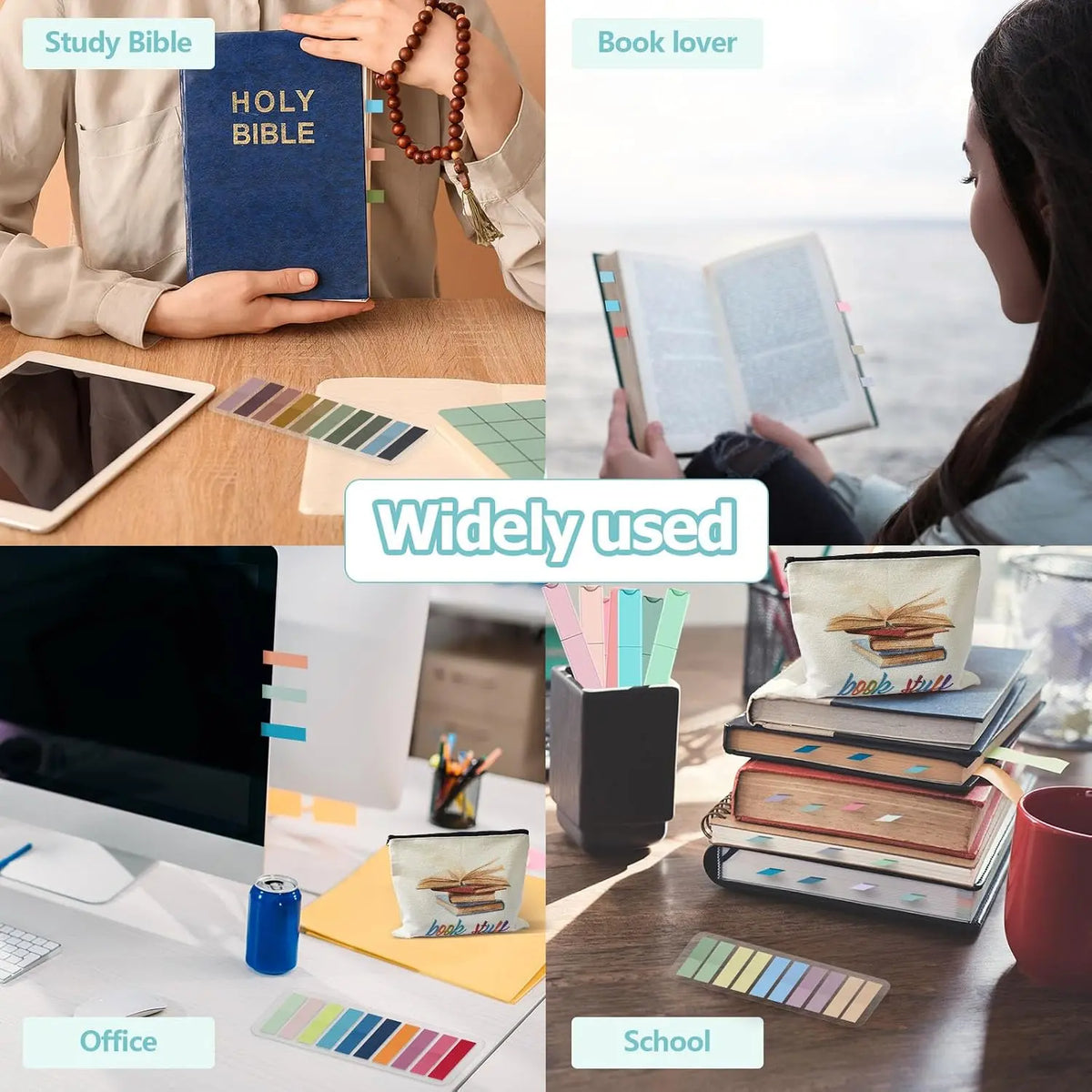 Synthetic High-Count Large Book Annotation Set - 1800 Sticky Note Index Tabs, 12 Morandi Pastel Aesthetic Highlighters, Page Flags for School Office File Classification