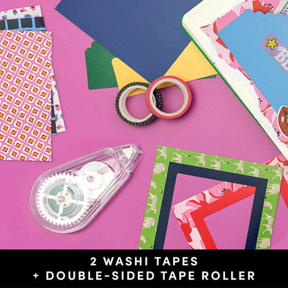 PAPERAGE Junk Journal Notebook & Scrapbooking Kit, Complete Stationery Set with 160-Page Blank Notebook, Sticker Sheets, Washi Tapes, Patterned Papers, Layering Supplies & Tape Roller, All-In-One Beginner Journaling Kit