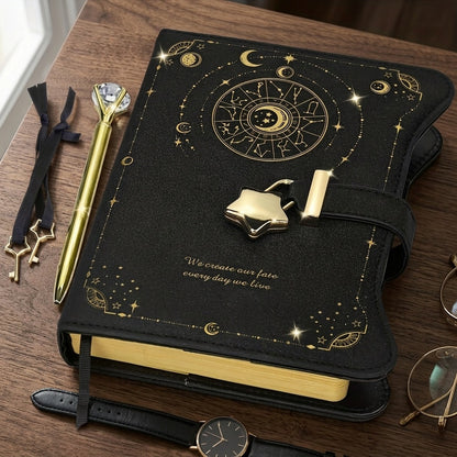 Journal with Pen Lock Key, Creative Gift Is Suitable for Men And Women, 360-page Ladies B6 Replaceable Inner Core Notebook-perfect Writing Record Secret Hand Account, Starry Sky Moon Design