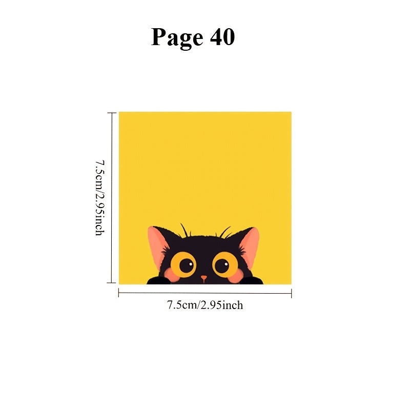 Cat-Themed Sticky Notes Suitable for Office & - Reusable No Residue Memo Pads with Strong Stickiness, Square Cat Paper Notes for Journals, Planners, Desktop Decor, Bookmark Index & Schedules (Cute Tab Markers)