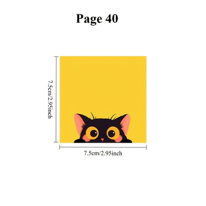 Cat-Themed Sticky Notes Suitable for Office & - Reusable No Residue Memo Pads with Strong Stickiness, Square Cat Paper Notes for Journals, Planners, Desktop Decor, Bookmark Index & Schedules (Cute Tab Markers)