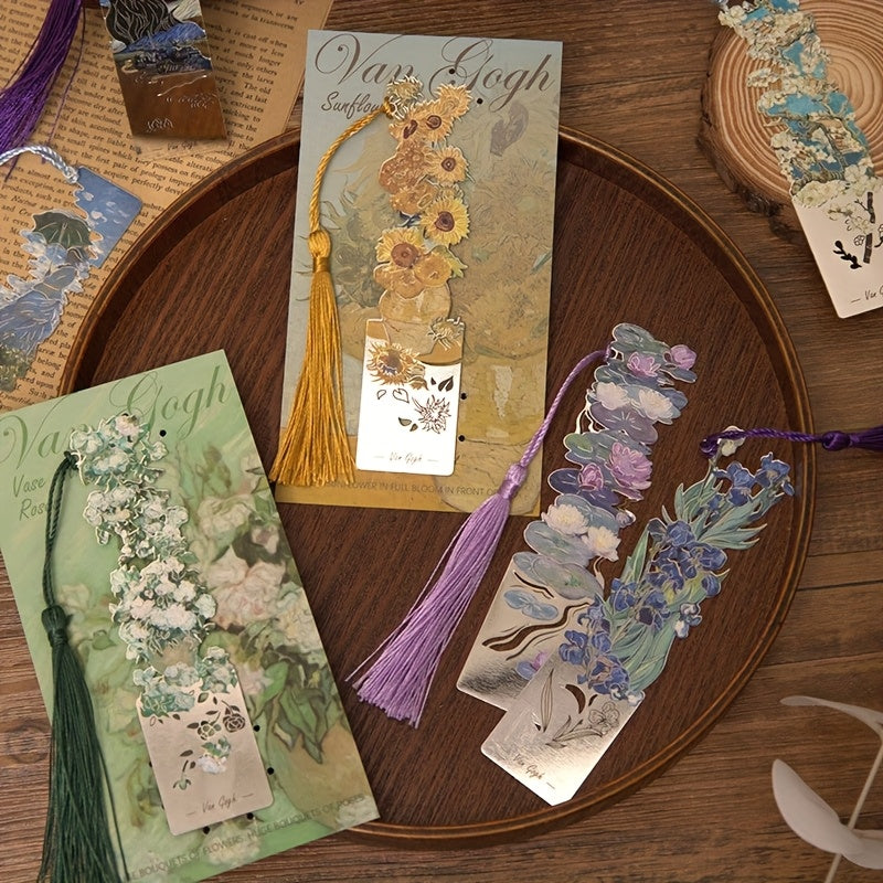 A Vintage Metal Bookmark Featuring an Oil Painting Style, Perfect for Holding Manuals And Books. It'S an Ideal Graduation Gift for Students, Useful Office Stationery