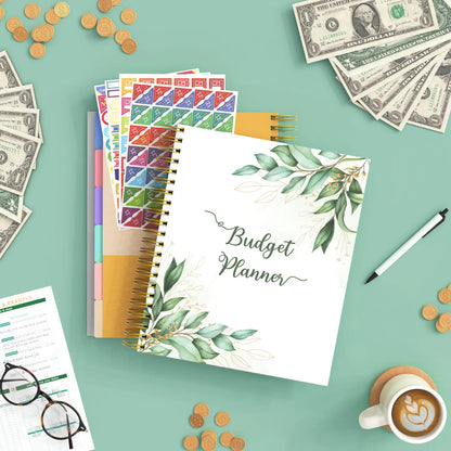 SOLIGT 8.5x11 in Large Premium Hardcover Budget Planner - Monthly Bill Organizer with 12 Pockets, Stickers, Colorful Label Space for Budget Track, Savings, Debt - Office Personal Financial Journal