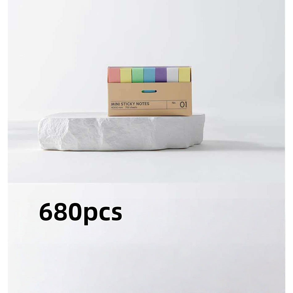 680pcs Sheets of Mini Colorful Sticky Note Index Strips. Self-Adhesive Page Marking Strips. Office Document Page Marking Stickers