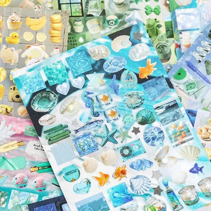 1400+ Pcs Aesthetic Hardcover Sticker Book (Single or Bundle) - Dreamcore, Foodie Cute Stickers for Adult, Student Back to School, 9 Glossy, 9 Fine Sand, 12 Matte Adhesive Decals for Scrapbook Supplies, Laptop Customization