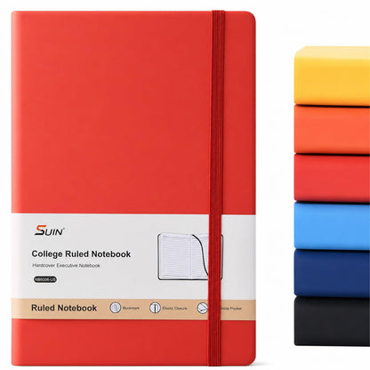 SUIN A5 Hardcover Lined Journal Notebook, Black, 1 Pack, 200 Pages