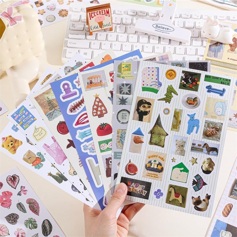 Girl's Korean Sticker Book, Food and Daily Life Theme - 1300+ Cute Dream Style Foodie Stickers, for DIY Scrapbooking Journaling Handbook Decoration Cute
