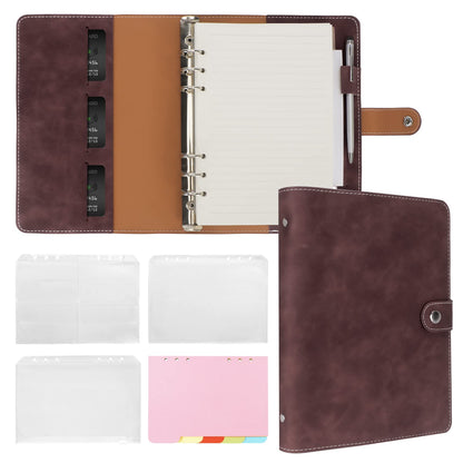 FYY A5 Binder Refillable Planner Notebook 6 Ring, Brown