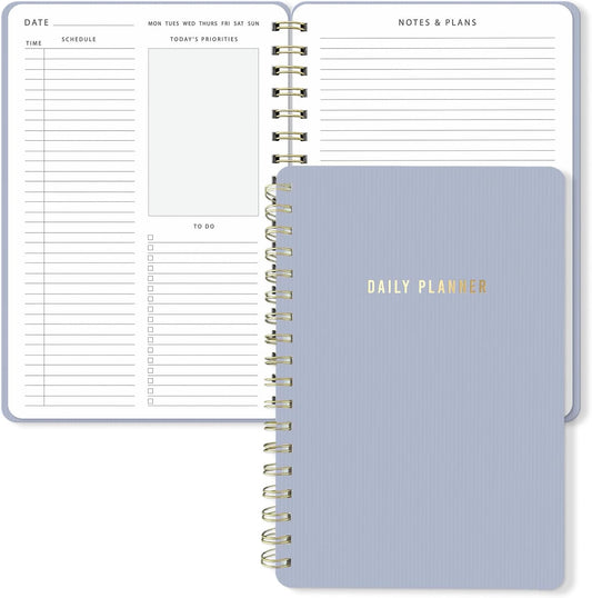 Sweetzer & Orange Daily Planner Notebook – Undated Two-Page Daily Layout with Hourly Schedule, To-Do List, Priorities, and Notes – 6.5" x 9.5" Spiral Bound Productivity Organizer – 160 Pages