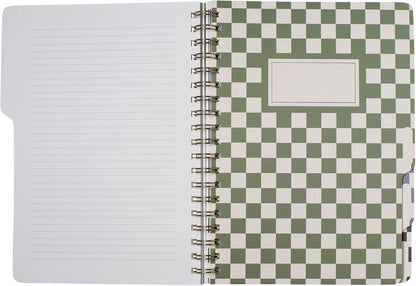 Fringe Studio Large Tab Notebook,"Neutral Checks", Flexible Paperback Cover, 5 Subject/Die-Cut Dividers, 7.25" X 10", 180 Lined Pages, Multicolor (343PA002FSC)