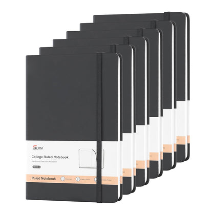 SUIN A5 Hardcover Lined Journal Notebook, Black, 1 Pack, 200 Pages