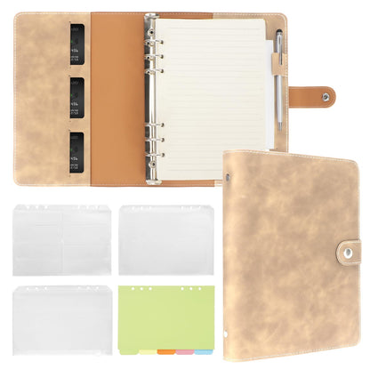 FYY A5 Binder Refillable Planner Notebook 6 Ring, Brown