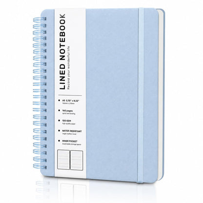 Lined Spiral Notebook for Women, A5 College Ruled Leather Spiral Journals