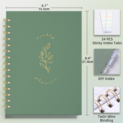 Undated Weekly and Monthly Planner Spiral Bound, Weekly Goals Notebook