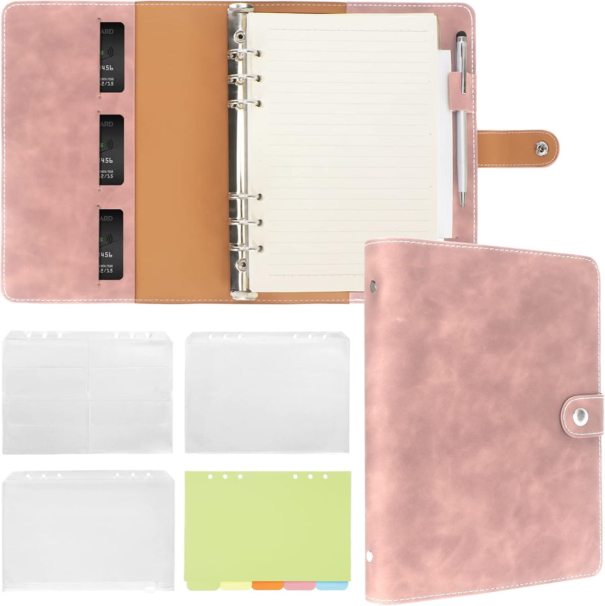 FYY A5 Binder Refillable Planner Notebook 6 Ring, Brown