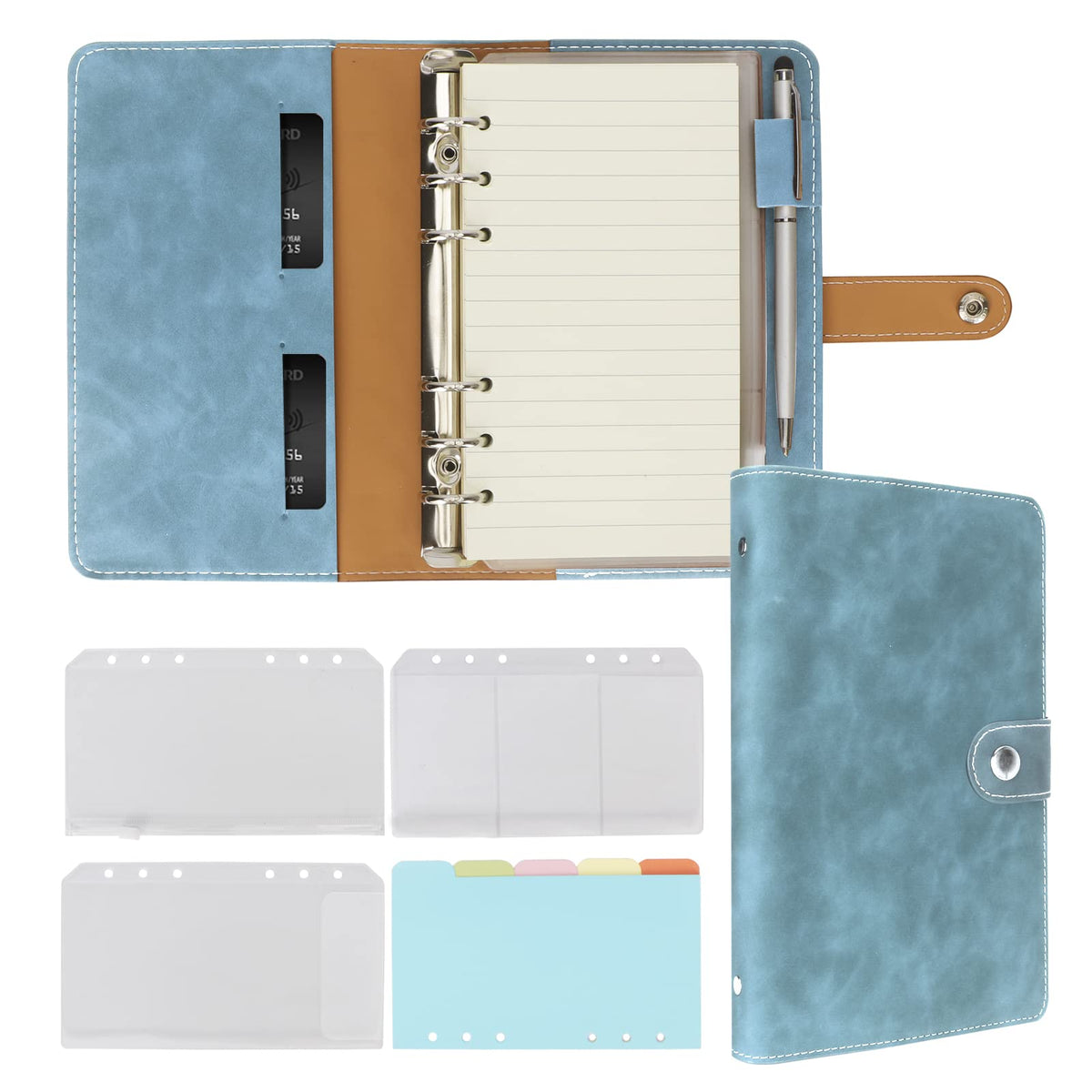 FYY A5 Binder Refillable Planner Notebook 6 Ring, Brown