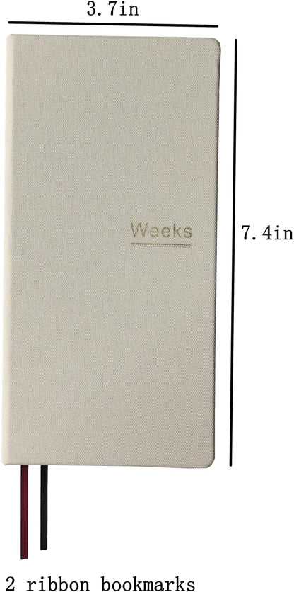 Undated Weekly Planner Notebook Pocket Organizer Appointment Book Journal Notebook A6 Week Plan Notepad (Beige with cover)
