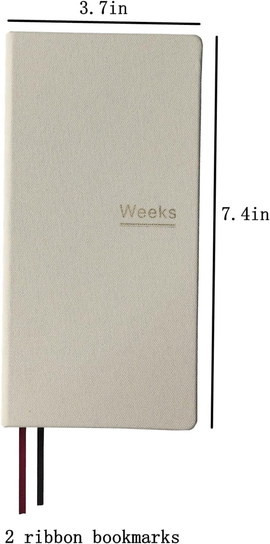 Undated Weekly Planner Notebook Pocket Organizer Appointment Book Journal Notebook A6 Week Plan Notepad (Beige with cover)