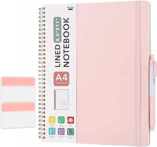 Mr. Pen- Lined Spiral Journal Notebook, 8.5"x11", 100 Pages, Blush