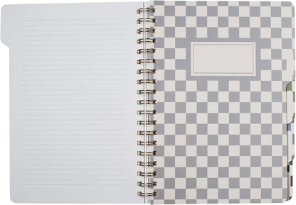 Fringe Studio Large Tab Notebook,"Neutral Checks", Flexible Paperback Cover, 5 Subject/Die-Cut Dividers, 7.25" X 10", 180 Lined Pages, Multicolor (343PA002FSC)