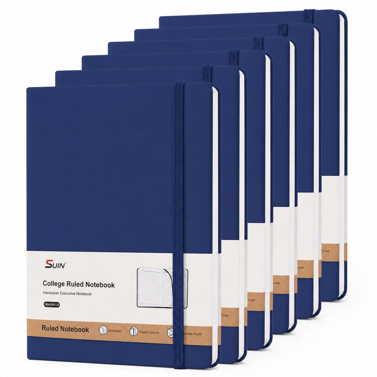 SUIN A5 Hardcover Lined Journal Notebook, Black, 1 Pack, 200 Pages