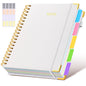 Hardcover Spiral Notebook journal with Removable Dividers Tabs, 300 Pages Leather 5 Subject Notebook College Ruled, 8"x10" Large B5 Notebooks for Work School Note taking, Lined Journal for Women,Pink