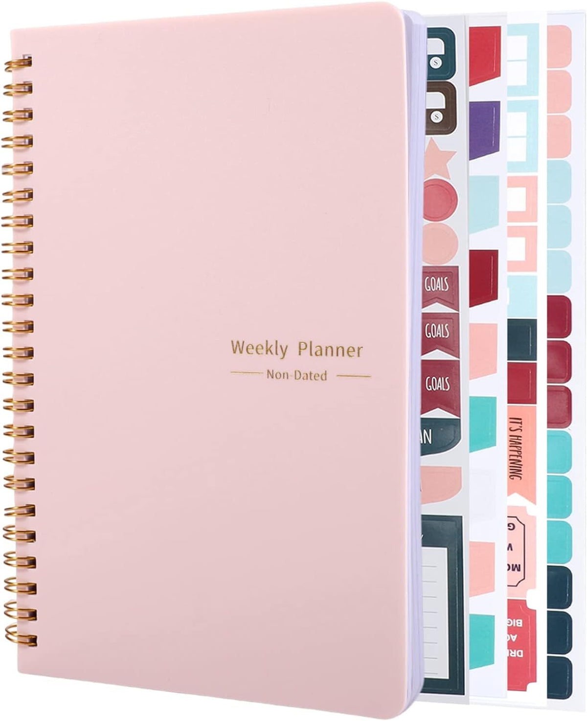 Thboxes A5 Weekly Planner Notebook, 52 Week Undated Journal for Women, Pink