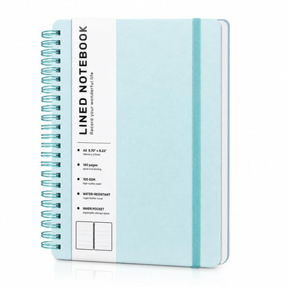 Lined Spiral Notebook for Women, A5 College Ruled Leather Spiral Journals