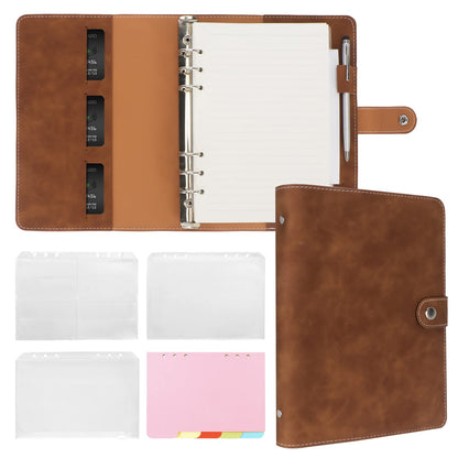 FYY A5 Binder Refillable Planner Notebook 6 Ring, Brown