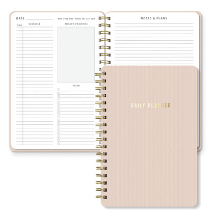 Sweetzer & Orange Daily Planner Notebook – Undated Two-Page Daily Layout with Hourly Schedule, To-Do List, Priorities, and Notes – 6.5" x 9.5" Spiral Bound Productivity Organizer – 160 Pages