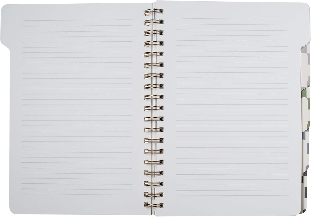 Fringe Studio Large Tab Notebook,"Neutral Checks", Flexible Paperback Cover, 5 Subject/Die-Cut Dividers, 7.25" X 10", 180 Lined Pages, Multicolor (343PA002FSC)