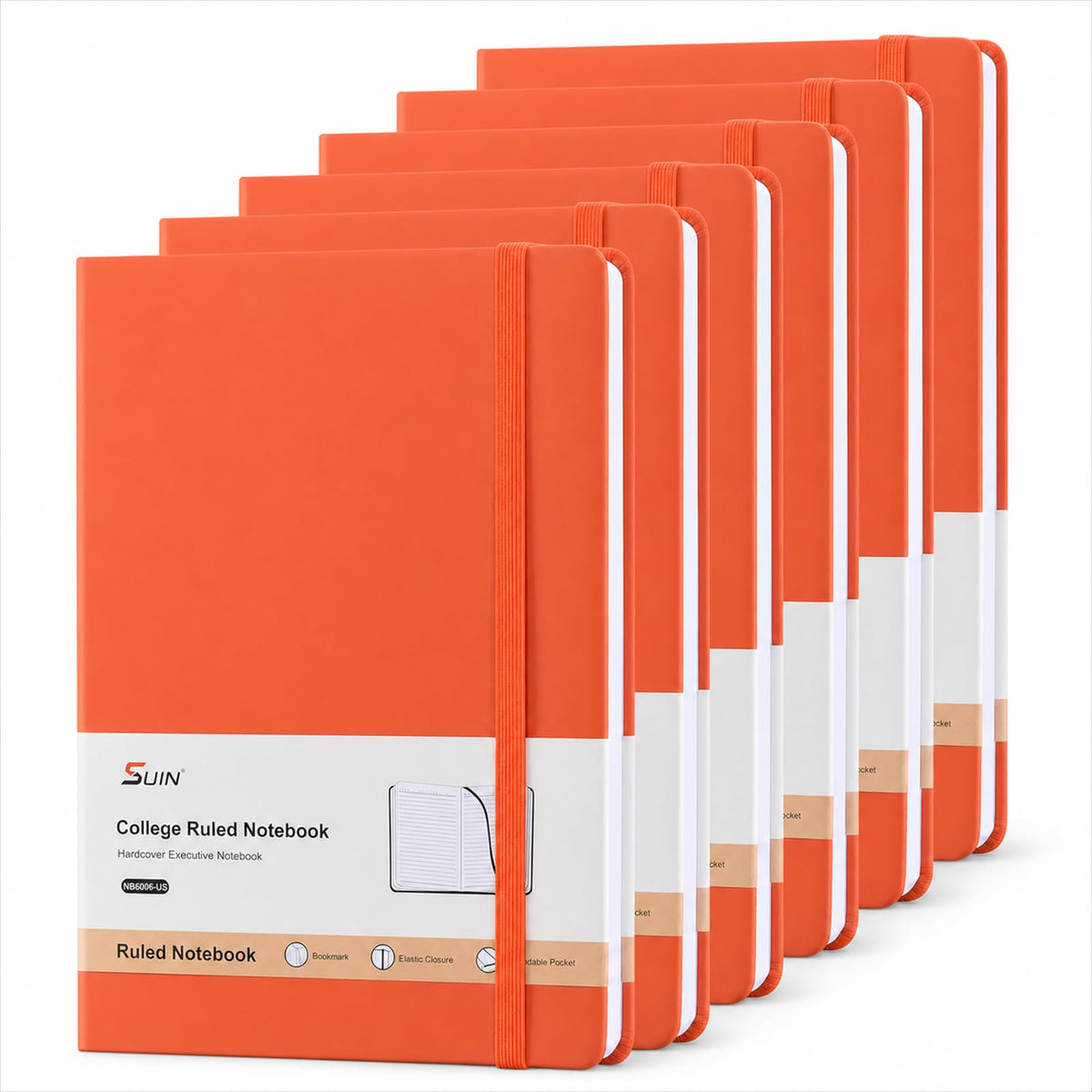 SUIN A5 Hardcover Lined Journal Notebook, Black, 1 Pack, 200 Pages