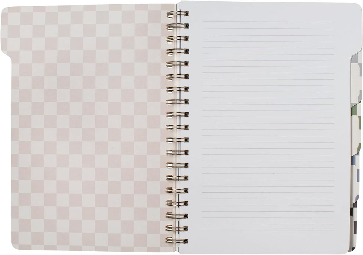 Fringe Studio Large Tab Notebook,"Neutral Checks", Flexible Paperback Cover, 5 Subject/Die-Cut Dividers, 7.25" X 10", 180 Lined Pages, Multicolor (343PA002FSC)