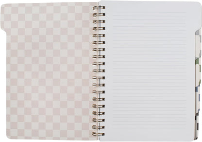 Fringe Studio Large Tab Notebook,"Neutral Checks", Flexible Paperback Cover, 5 Subject/Die-Cut Dividers, 7.25" X 10", 180 Lined Pages, Multicolor (343PA002FSC)
