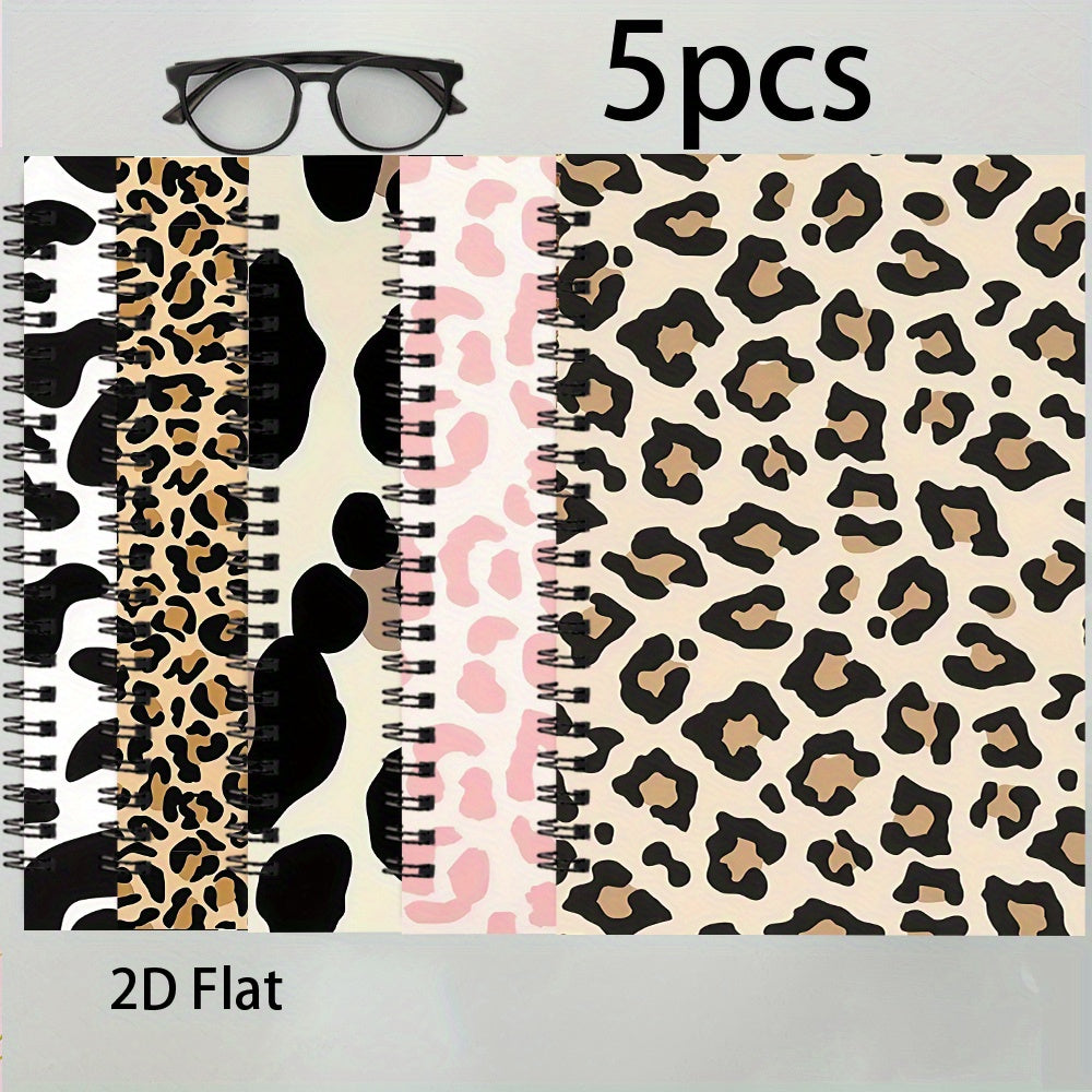 Set of 5 Premium Spiral Notebooks, Ideal for Everyday Office Tasks, Measuring 5.5 X 8.3 Inches, Featuring 50 Pages And a Stylish Animal-Themed Cover, Perfect for Any Occasion