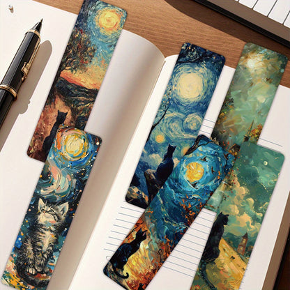 30pcs oil painting cats themed non-repeating delicate bookmarks for holiday gift Back to school book decorative cards reading label Stationery Gifts for Book Club Reader Writers Book Lovers Students