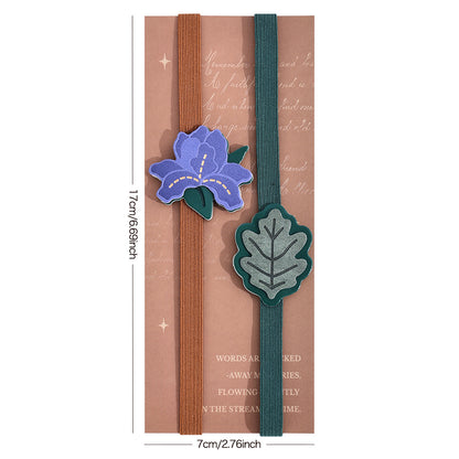 Pack of 2 Secure Page Holder & Closure Straps Cute Elastic Book Bands & Page Markers Flowers Leaves for Journals, Notebooks, Planners, Hardcover Books, Reading Aid and Lovely Accessories for Book Lovers