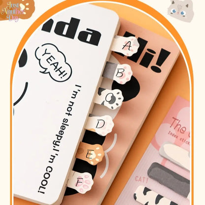 4 Sheets Kawaii Cartoon Sitting Cat Index Sticky Notes, Lovely Animal Shape Page Marker Flags, Removable Self Adhesive Label Tabs for Book Indexing, Planner Sorting, Hand Account Classification and Daily Message Reminder