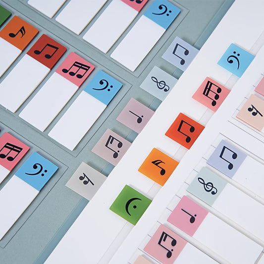 20 Sheets of Transparent Note Labels, Colorful Music Note Tags for Office Indexing And Marking