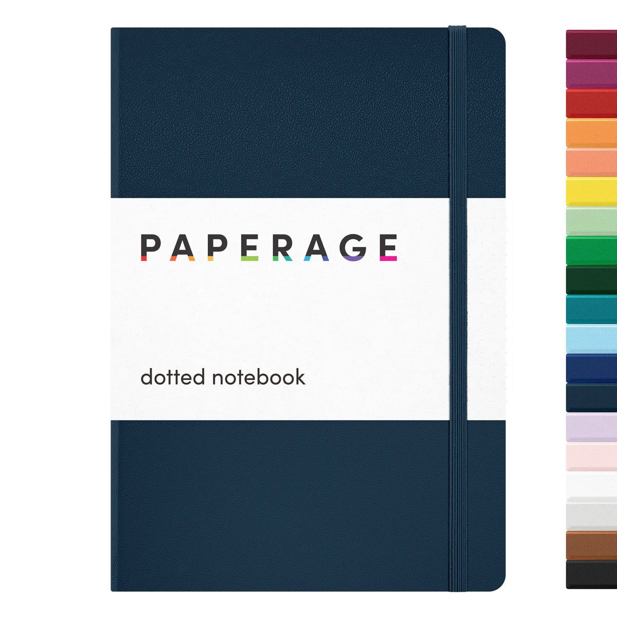 PAPERAGE Thread Bound Dotted Page Hardcover Bullet Journal Notebook - Faux Leather Cover, 100GSM Penready Thick Paper, 160 Pages, 5.6"x8" Portable, Elastic Band, Inner Pocket, Sticker Labels, Blank Journal, Office Stationery for Students