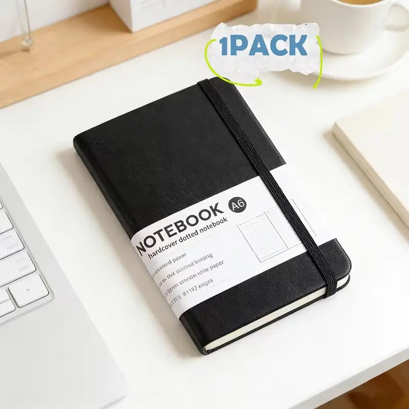 Unisex 3-Pack A6 Pocket Hardcover Lined Journal Notebook with Elastic Band, Single-Color Mini Portable Pocketbook, Home Supplies for Back to School & Daily Use