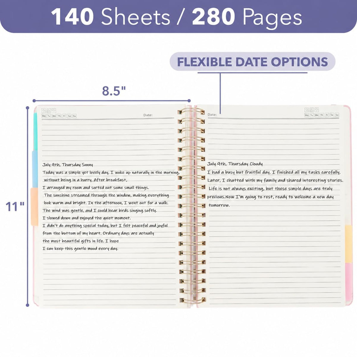 Mr. Pen- Hardcover Spiral Journal Notebook With Removable Dividers & Tabs