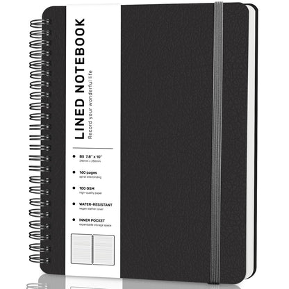 Lined Spiral Notebook for Women, A5 College Ruled Leather Spiral Journals