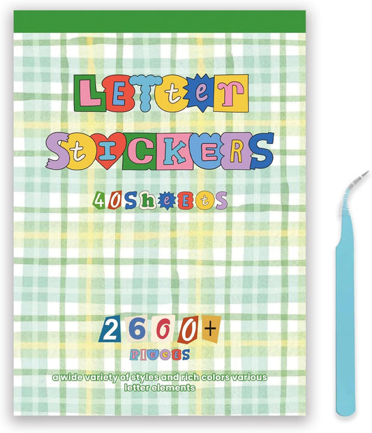 2600Pcs Magazine Letter Stickers Book for Scrapbook Album, Vintage Ransom Alphabet Stickers for Journaling, Scrapbook Supplies and Book Decor with 40 Sheets Pre-Cut Viny