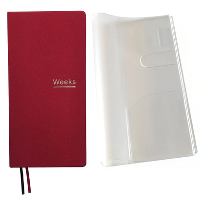 Undated Weekly Planner Notebook Pocket Organizer Appointment Book Journal Notebook A6 Week Plan Notepad (Beige with cover)