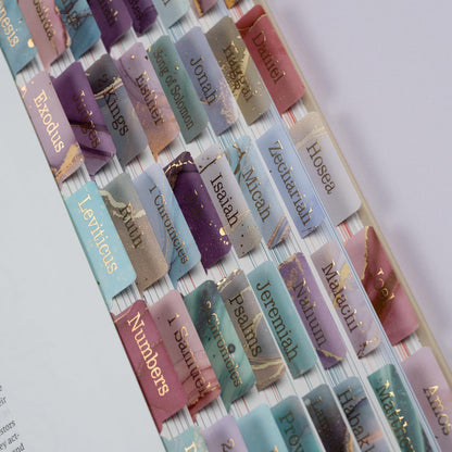 UPAFEXXI-Bible Tabs with Book Summaries, 3D Gold Foil Embossed Lettering