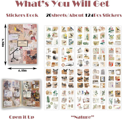 Vintage Stickers 20 Sheets Scrapbooking Supplies Journaling Decals (Nature)